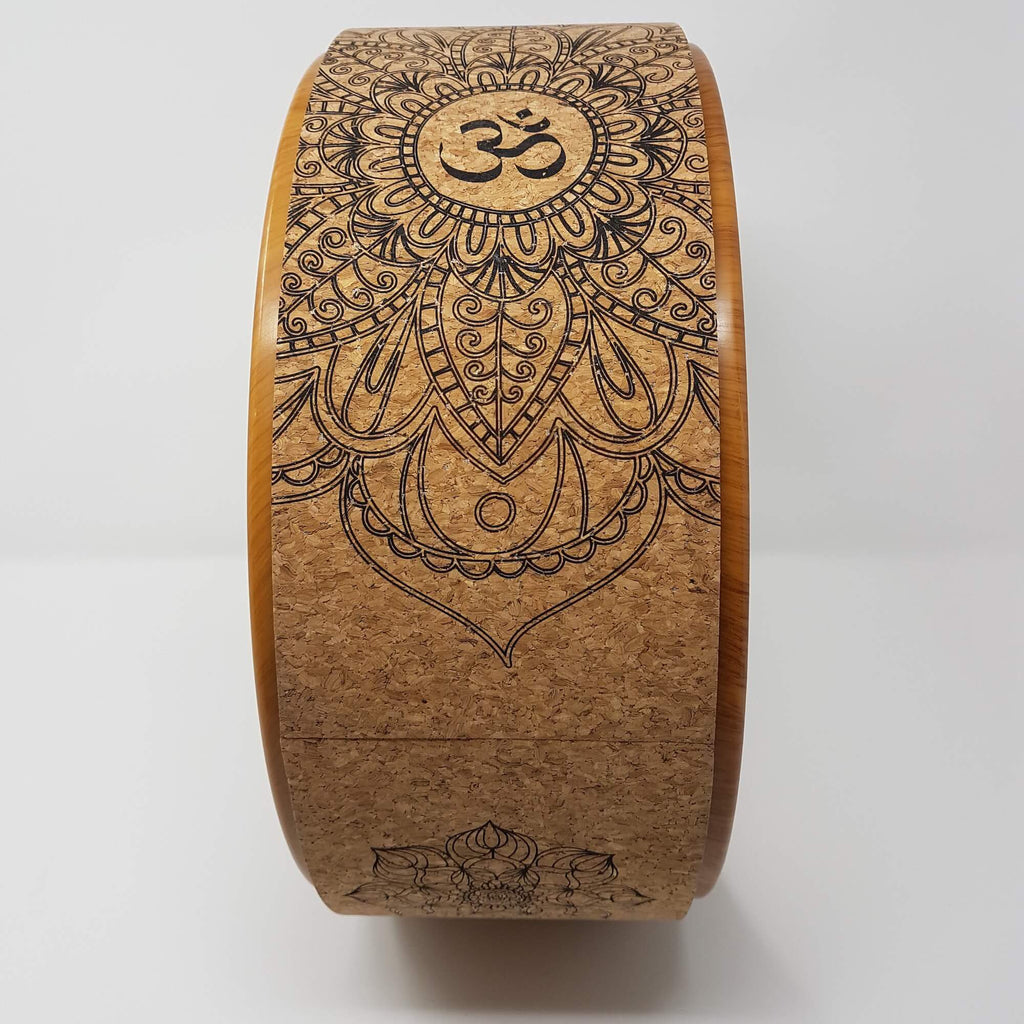 Natural Wood and Cork Yoga Wheel - Chakras Artist Design